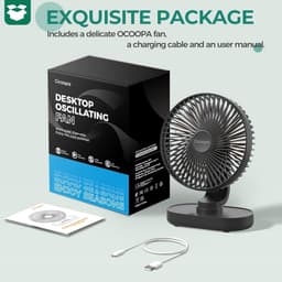 Tafelventilator USB Oplaadbaar – Stil & Oscillerend – 4 Snelheden – 4000 mAh — thumbnail 4