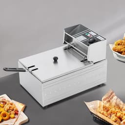 Elektrische Friteuse - Frituurpan - Thuis Frituren - Traploos Regelbare Thermostaat - 6 Liter Inhoud - Zilver — thumbnail 3