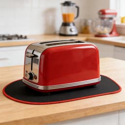Glijmat Keukenmachine - Onderlegger Apparaat - Apparaat Verplaatsen - Robuust Genaaid - 38x22cm - Zwart Rood — thumbnail 3
