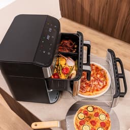 Heteluchtfriteuse Oven - Pizzaoven Airfryer - Grote Maaltijden Bereiden - Inclusief Pizzasteen - 18 Liter Capaciteit - Zwart — thumbnail 3