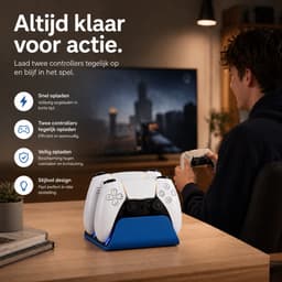 Sounix Oplaadstation geschikt voor PS5 / PS5 Slim / PS5 PRO / DualSense Controller - PS5 accessoires - Dual Oplader - Charging Dock - Blauw — thumbnail 2