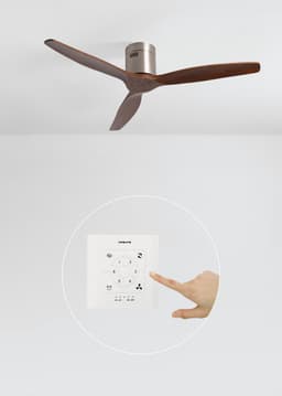 CREATE - Plafondventilator silent 100% hout 40W (Ø132cm) - Geen licht - Controller voor wandmontage + Afstandsbediening - 6 snelheden - Programmeerbaar - WIND CALM NATURAL WOOD — thumbnail 2
