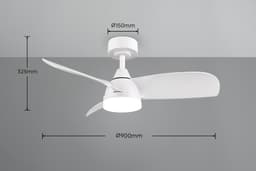 Fantiluxe - Ingrid - Plafondventilator met verlichting - Wit - Ø90cm - Afstandsbediening - Met lamp - Plafond ventilator - Slaapkamer — thumbnail 4