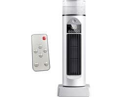 AC koelventilator - POrtable oscillerende bladloze ventilator met afstandsbediening | Staande ventilatoren voor thuis | 14,57 x 5,12 x 5,12 inch | LED-display, 12H timer, krachtige koelvloer, staande