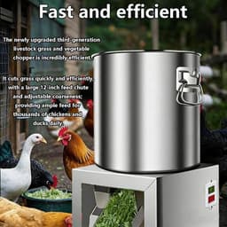 Elektrische Groentehakselaar - Voerprocessor Keukenmachine - Voer Bereiden - 1800W Motor 3500 Tpm - 120 Kg Per Uur - Zilver — thumbnail 2