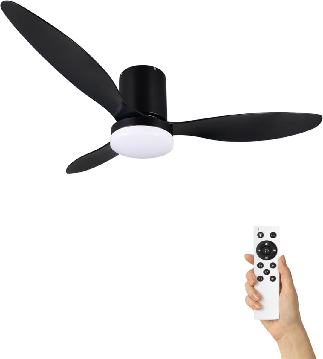 Fantiluxe - Magnus - Plafondventilator met verlichting - Zwart - Ø132cm - Afstandsbediening - Met lamp - Plafond ventilator - Slaapkamer — afbeelding 1