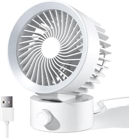 USB Bureauventilator - Sterke luchtstroom - Traploos verstelbaar - Extra stil - USB voeding - Draagbaar - Thuis, kantoor, slaapzaal & laptop - Wit — thumbnail 1