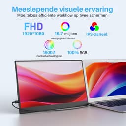 AHD® Portable Monitor - Draagbare Monitor - Portable Monitoren - Portable Monitor Laptop - Zwart - 1cm x 36cm x 22cm — thumbnail 4