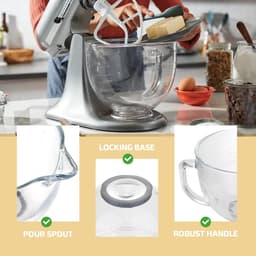 Glazen Mengkom - Mixer Kom Keuken Kom - Bakken en Mixen - Met Afdekdeksel - 4.7 Liter - Transparant — thumbnail 2