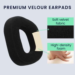 kwmobile 2x fluwelen oorkussens geschikt voor Corsair HS80 koptelefoons - Kussens voor over-ear-koptelefoon in zwart — thumbnail 2