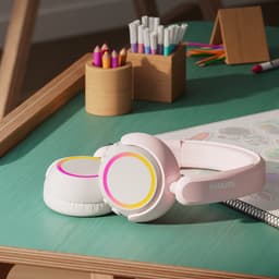PHILIPS TAK4200PK On Ear draadloze opvouwbare hoofdtelefoon voor kinderen - 45 uur afspeeltijd, beperkt volume, Audio delen, laadkabel meegeleverd - Ambiant verlichting - Licht Roze / Wit — thumbnail 3