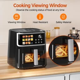 Novari - Airfryer - Heteluchtfriteuse - Friteuse - Frituurpan - 8 Liter - 11 vooraf ingestelde programma's - LED-display - Zwart — thumbnail 3