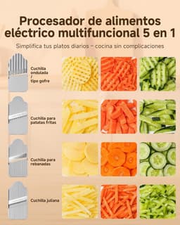 Automatische groentesnijder - Keukenmachine wafel - Creatieve maaltijden maken - Direct snijsysteem - 38 Kilogram - Zilver — thumbnail 2