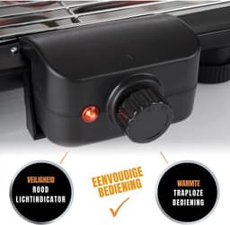 Thuys - Elektrische Tafelgrill Zwart XXL - 51x30cm Grilloppervlak - 2200W - Traploze Temperatuurregeling - voor Balkon en Binnen — thumbnail 2