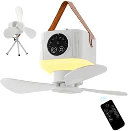 KZQ Draagbare tentventilator plafondventilator 4 snelheden stil dimbaar LED licht afstandsbediening met timer voor camping tent RV — thumbnail 1