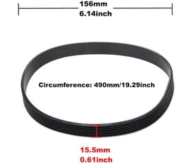 Grasmaaier Aandrijfriem - V-snaar Rubberen Riem - Motor Aandrijven - 7 Ribbels - 490 mm Omtrek 16 mm Breedte - Zwart — thumbnail 3