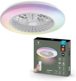 Varin® Plafondventilator met verlichting - Transparant - Tuya Wifi - LED RGBW - Ø 50cm - Super stil - Afstandsbediening smart lamp - Plafondlamp slaapkamer - Plafonniere woonkamer - Plafondlampen - Plafond lamp - Verlichting kinderkamer - Ventilator — thumbnail 1