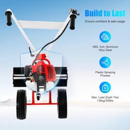 Benzine Veegmachine - Motorbezem - Opritten Reinigen - 60 cm Werkbreedte - 43 CC - Rood — thumbnail 5