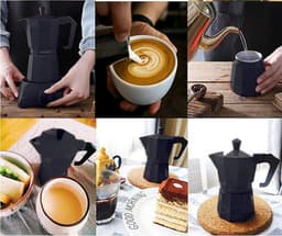 Elektrische Koffiezetter - Moka Pot - Snel Koffie Maken - Octagonale Vorm - 300 ml - Zwart — thumbnail 3