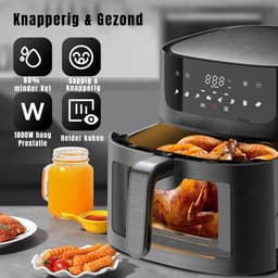 TIM® Airfryer XXL - Mini-oven - Heteluchtfriteuse - 9L - 8 Programma's - Zwart - 30cm x 36cm x 30cm — thumbnail 4
