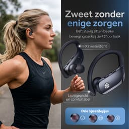 EDSYS Draadloze Sport Oordopjes - Bluetooth Wireless Earbuds - Sport Oortjes Draadloos - Noise Cancelling - In-Ear - Waterdicht - Hardloop & Fitness - USB-C - Zwart — thumbnail 4