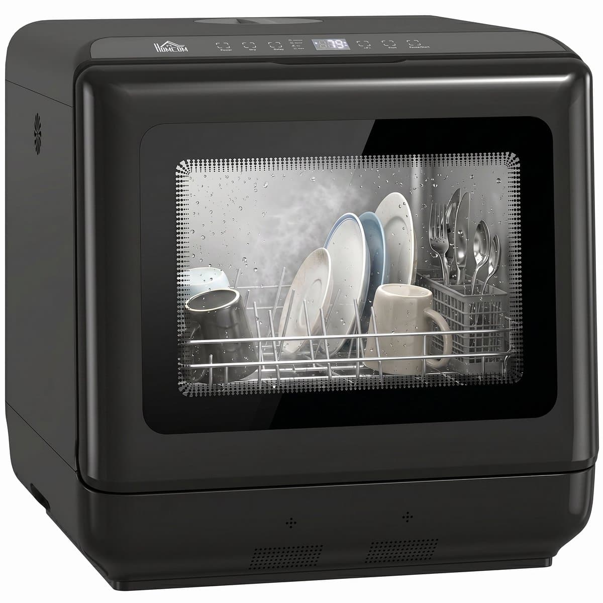 HOMCOM Vaatwasser-ABS, Gehard glas-45L x 44B x 45,8H cm-Zwart — afbeelding 1