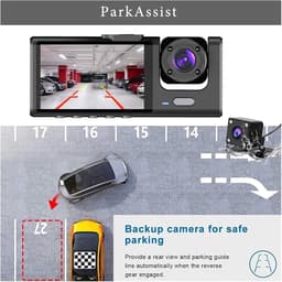 Auto DVR Camera - Dash Cam - Veiligheid Onderweg - 3 Kanalen Opname - HD 1080P - Zwart — thumbnail 2