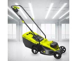 Elektrische Grasmaaier - Accu Grasmaaier - Gazon Onderhoud - Krachtige Borstelmotor - 33 cm Snijdbreedte - Groen Zwart