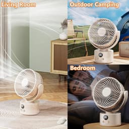 Bureau ventilator – Mini ventilator – Campingventilator - USB ventilator – Met statief - 3600 mAh – 3 snelheidsstanden – Automatisch zwenkend – Draagbare ventilator voor thuis, kantoor camping –15*8.5*39cm - Lichtgroen — thumbnail 2