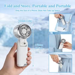 Draagbare Handmistingsventilator – Turbo Handventilator met Koelnevel – 5 Versnellingen Oplaadbaar – voor Reizen, Binnen, Buiten, Strand – Ivoorwit – 1 Stuk — thumbnail 5