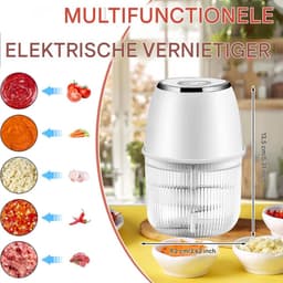 carmdering - Elektrische Groentehakselaar - Ui Hakker - Draagbare Food Processor - Snelle Motor - USB-C Oplaadbaar - RVS en BPA-vrij Materiaal - Compact Ontwerp - Moeiteloos Snijden Onderwegs - 1 Stuk — thumbnail 3