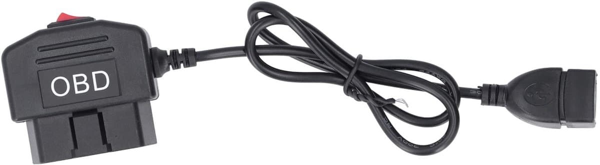 Allecto - OBD Power Cable - Dashcam Hardwire Kit - 48cm met Schakelaar - OBD Kabel - Voeding voor Dashcam - Geschikt voor auto - Zwart — afbeelding 1