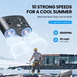 ITRONIQ Draagbare Taille Ventilator – 20000mAh Accu – 10 Snelheden – Tot 25 Uur Koeling – LED Verlichting & SOS Functie – Zwart — thumbnail 3