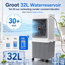 Rosnek 4-in-1 Mobiele Airco Zonder Afvoerslang & Luchtkoeler - XXL 32L Watertank - Aircooler met Aromatherapie, Afstandsbediening & 4 Koelelementen - Stil (50dB) - Voor Woonkamer & Slaapkamer - Wit/Grijs — thumbnail 3
