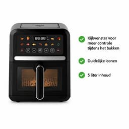 Michelino Heteluchtfriteuse - 5L - 1500W - Sichtfenster - 60-200°C - Timer tot 720 min - Antiaanbaklaag - Zwart — thumbnail 1