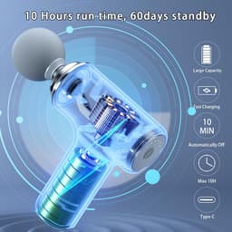 Mini massagepistool, diepweefselmassagepistool, elektrisch spier- en rugmassagepistool, klein draagbaar handmassageapparaat, nekmassageapparaat, pijnverlichting, wit. — thumbnail 2