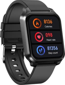 Belesy® ARTIFICIAL - Smartwatch Dames - Smartwatch Heren - Horloge - 1.70 inch – kleurenscherm – Stappenteller – Calorieën - Gezondheidsindicatoren – Je eigen foto als wijzerplaat - Leer – Bruin – Zwart - Moederdag — thumbnail 2