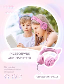 Intelectro Koptelefoon voor Kinderen - Coole LED Verlichting en Kristalhelder Geluid - 94Db Begrensd - Verschillende Lichtstanden - Ingebouwde Microfoon - Comfortabel en Draagbaar Ontwerp - Roze - Levering Sneller dan Aangegeven! — thumbnail 5