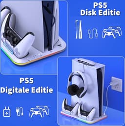 Phreeze Docking Station met Charging Station en Ventilatie - Geschikt voor DualSense Controllers en Sony Playstation 5 - Controller Laadstation — thumbnail 2
