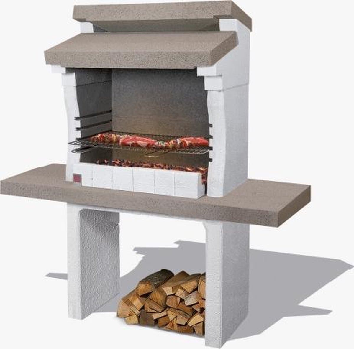 Sarom Fuoco - Betonnen barbecue - Sondrio - Houtskool en hout - 140 x 59 x 148 cm — afbeelding 1