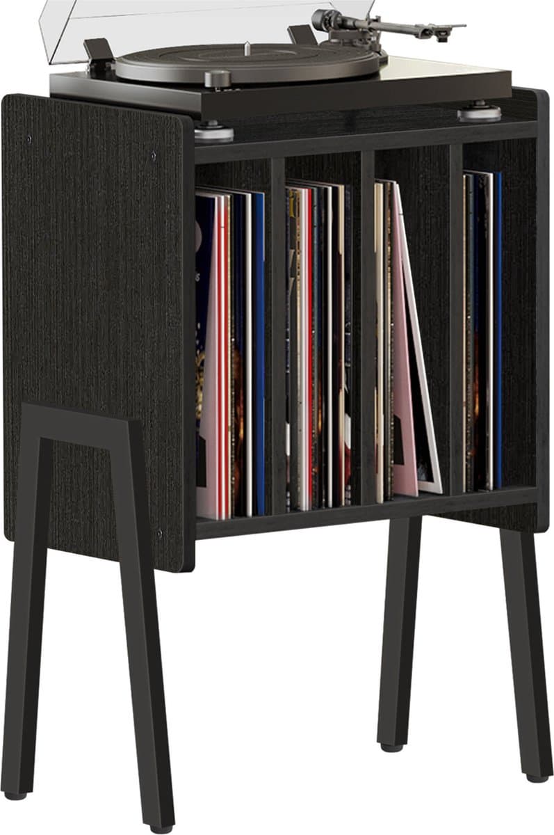 ACAZA LP Opbergsysteem - LP Houder - Zwart - 45 x 30 x 66 cm (L x B x H) - Platenspeler Meubel - Vinyl Opbergsysteem - Platenkast - Platenhouder - 72 Platen — afbeelding 1