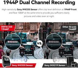 Dash Cam Dual GPS – 1944P HD – WiFi – Voor & Achter – 24H Parkeerbeveiliging – D²save Opslag – Zonder Geheugenkaart — thumbnail 5