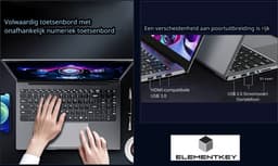 Elementkey PixelPro - Metalen Ultrabook 15.6 Inch Laptop - i5-1240P - 32GB Ram - 1 TB SSD - Vingerafdrukscanner - Grijs — thumbnail 2