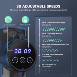 Massagepistool voor Rug, Nek en Schouder - Stil Elektrisch Spiermassageapparaat met 30 Snelheden en 10 Massagekoppen — thumbnail 2