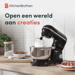 KitchenBrothers 2000W Keukenmachine - Keukenrobot - 6,2L - Mixer met Mengkom - Keukenmixer - Zwart — thumbnail 2