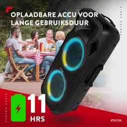 Speaker Bluetooth - Fenton FT212LED MK2 karaoke box met LED’s, accu en microfoons - Voor huisfeestjes — thumbnail 3