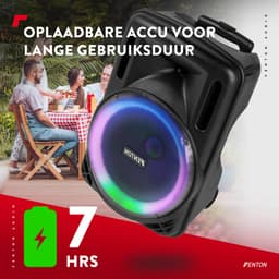 Speaker Bluetooth - Fenton FT12LED MK2 karaoke box met LED’s, accu en microfoon - Voor huisfeestjes — thumbnail 3