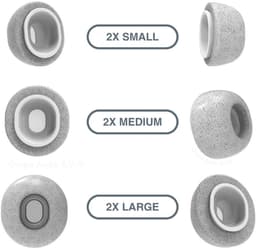 Foam eartips geschikt voor Airpods Pro (2) - licht grijs - 6× Mix (2×S + 2×M + 2×L) - zachte memory foam opzet oortjes - foamigo® — thumbnail 1