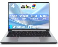Hot Pepper Chili R14B Laptop - 16GB RAM - 512GB SSD - 3.4 GHz - Intel® N100 - Quad Core - Windows 11 Home - Ultrabook - 4K - 14 inch