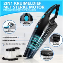 Innovixpro® Steelstofzuiger en Kruimeldief – Nat&Droog – Steelstofzuiger draadloos – 17000Pa – ExtremeZuigkracht – Incl 4 hepa filter – Steelstofzuiger – Jouw ultieme schoonmaakpartner – Handstofzuiger - Autostofzuiger– Nat&droog -InclusiefReistas — thumbnail 3
